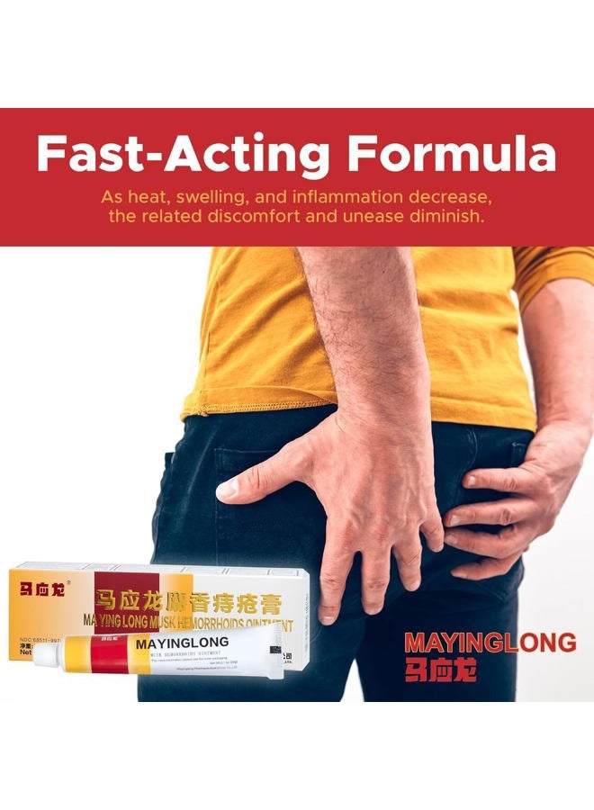 Mayinglong Musk Hemorrhoids Ointment (3 x 20g Tubes), 60g - Maximum Strength Formula for Hemorrhoidal Fast Relief, Soothes Itching, Burning & Discomfort - Fast-Acting Relief (2.12 oz Total) - Image 5